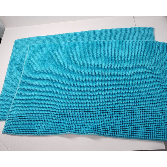 Chenille Bathroom Rug Bath Mat Set 35x24 Teal Blue Shaggy Absorbent Thick Dorm - Picture 12 of 16